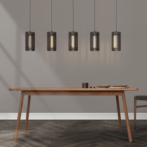 Tubo hanglamp vijf kappen